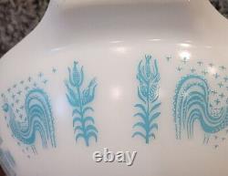 Vtg Pyrex Amish Butterprint Cinderella 4qt Mixing Bowl #444 Turquoise On White