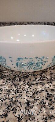 Vtg Pyrex Amish Butterprint Cinderella 4qt Mixing Bowl #444 Turquoise On White