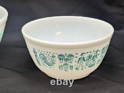 Vtg Pyrex Amish Butterprint, Set of 4 Mixing Bowls Blue/White 401-402-403-404