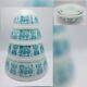 Vtg Pyrex Amish Butterprint White Withturquoise Print / 4 Nesting Mixing Bowl Set