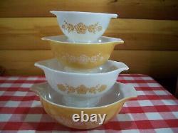 Vtg Pyrex Cinderella Butterfly Gold Set # 441, 442, 443, 444