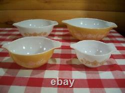 Vtg Pyrex Cinderella Butterfly Gold Set # 441, 442, 443, 444