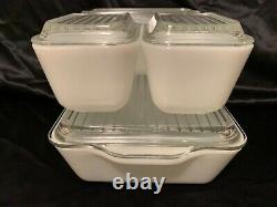 Vtg Pyrex Complete Set (8) Butterprint Amish Refrigerator 501 502 503 Milk Glass