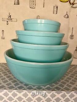 Vtg Pyrex Robin Egg Blue Turquoise Nesting Mixing Bowl Full Set 401,402, 403,404