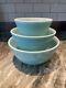 Vtg Pyrex Robin Egg Blue Turquoise Nesting Mixing Bowls Set Of 3 401, 402, 403