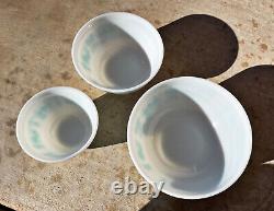 Vtg Pyrex Turquoise Amish Butterprint Nesting Mixing Bowls Set SML 401 402 403