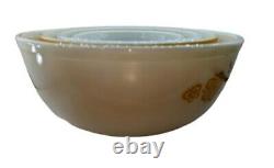 Vtg Set of 4 Pyrex Mixing Bowls Corning Butterfly Gold & White #401,402,403,404