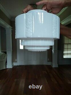 Vtg Wedding Cake Milk Glass Celing Light Fixture Globe