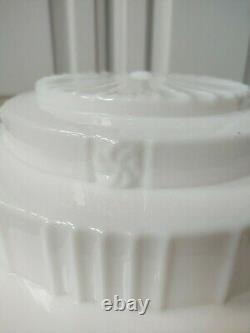 Vtg Wedding Cake Milk Glass Celing Light Fixture Globe