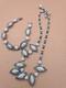 Vtg Weiss Blue Rhinestone And White Milk Glass Necklace And Bracelet Set