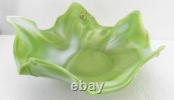 Vtg Westmoreland Glass Line 300-1 Green Marble Swirl Slag Bowl w WG Sticker