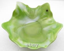 Vtg Westmoreland Glass Line 300-1 Green Marble Swirl Slag Bowl w WG Sticker