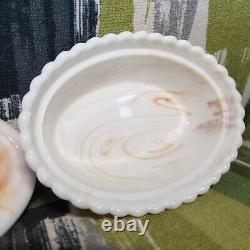 Vtg Westmoreland Milk Glass Cat Candy Dish Orange And Milk Swirl Rare Stamped