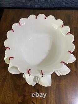 Vtg Westmoreland No. 1881 Paneled Grape Milk Glass Punch Bowl & Cups 25 pieces