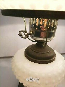 Vtg White Hobnail Milk Glass Electric Hurricane Lamp Hobnob Vintage Set Lot 2
