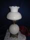 Vtg White Milk Glass Hobnail Gwtw Hurricane Parlor Table Lamp 3 Way 22 &frac12;fenton