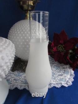 Vtg White Milk Glass Hobnail Gwtw Hurricane Parlor Table Lamp 3 Way 22 ½fenton