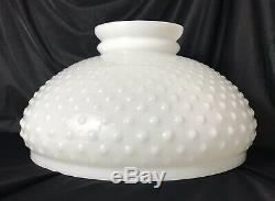 Vtg White Milk Glass Lamp Shade Hobnail Hanging Oil Kerosene Dome Parlor 14 Fit