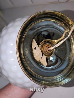 Vtg milk glass hobnail lamp with trinket bowl at bottom! Free Shipping! Tested