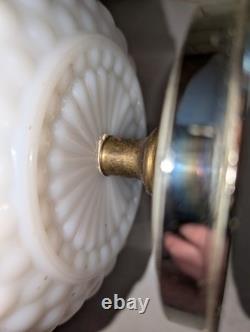Vtg milk glass hobnail lamp with trinket bowl at bottom! Free Shipping! Tested