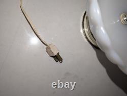 Vtg milk glass hobnail lamp with trinket bowl at bottom! Free Shipping! Tested