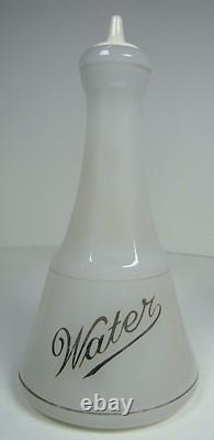 WATER Antique Bottle Barber Apothecary Opalescent White Glass w Milk Glass Top