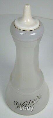 WATER Antique Bottle Barber Apothecary Opalescent White Glass w Milk Glass Top