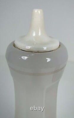 WATER Antique Bottle Barber Apothecary Opalescent White Glass w Milk Glass Top