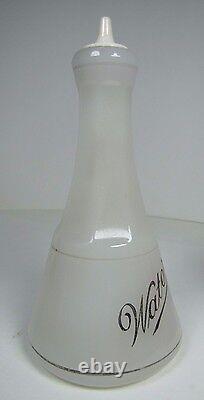 WATER Antique Bottle Barber Apothecary Opalescent White Glass w Milk Glass Top