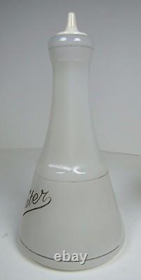 WATER Antique Bottle Barber Apothecary Opalescent White Glass w Milk Glass Top
