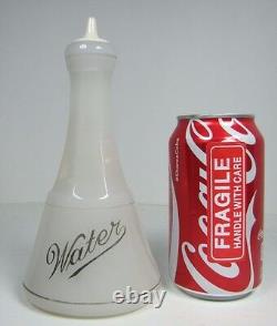 WATER Antique Bottle Barber Apothecary Opalescent White Glass w Milk Glass Top