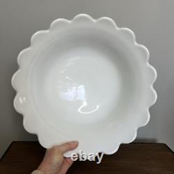 WESTMORELAND Vintage Paneled Grape Milk Glass Large White Punch Bowl