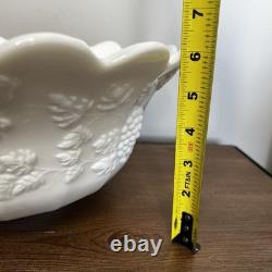 WESTMORELAND Vintage Paneled Grape Milk Glass Large White Punch Bowl