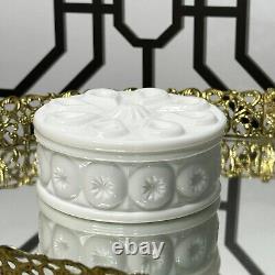 Weishar Moon & Star White Milk Glass Powder Box/Trinket Holder