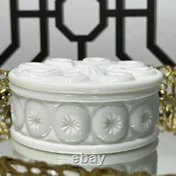 Weishar Moon & Star White Milk Glass Powder Box/Trinket Holder