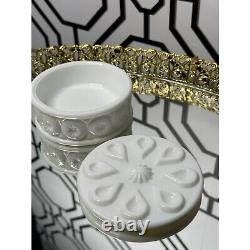 Weishar Moon & Star White Milk Glass Powder Box/Trinket Holder