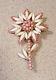 Weiss Signed Milk Glass White & Pink Flower Brooch Pin Big And Beautful Wow
