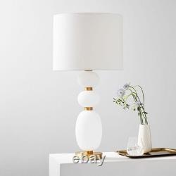 West Elm Lilah Table Lamp, Large, White Linen, Milk Glass