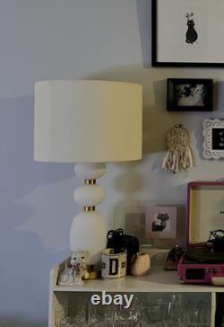 West Elm Lilah Table Lamp, Large, White Linen, Milk Glass