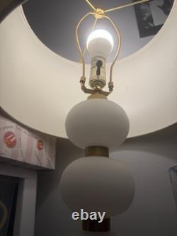 West Elm Lilah Table Lamp, Large, White Linen, Milk Glass