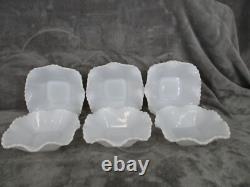 Westmoreland Candy Dish Bowl Soup Diamond Pattern Milk Glass Ruffled Rim 6 Pcs