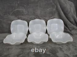 Westmoreland Candy Dish Bowl Soup Diamond Pattern Milk Glass Ruffled Rim 6 Pcs
