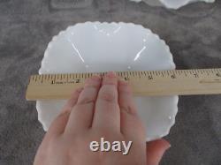 Westmoreland Candy Dish Bowl Soup Diamond Pattern Milk Glass Ruffled Rim 6 Pcs