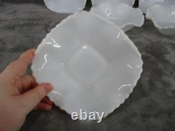 Westmoreland Candy Dish Bowl Soup Diamond Pattern Milk Glass Ruffled Rim 6 Pcs