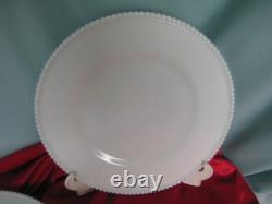 Westmoreland Dinner Plates Beaded Edge Milk Glass Set of 4 Plain No decal