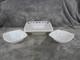 Westmoreland Doric Lace Pedestal Bowl & 2 Candy Dish Square Milk Glass 3 Piece