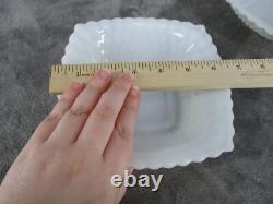 Westmoreland Doric Lace Pedestal Bowl & 2 Candy Dish Square Milk Glass 3 Piece