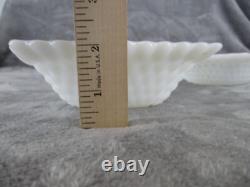 Westmoreland Doric Lace Pedestal Bowl & 2 Candy Dish Square Milk Glass 3 Piece