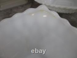 Westmoreland Doric Lace Pedestal Bowl & 2 Candy Dish Square Milk Glass 3 Piece