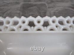 Westmoreland Doric Lace Pedestal Bowl & 2 Candy Dish Square Milk Glass 3 Piece